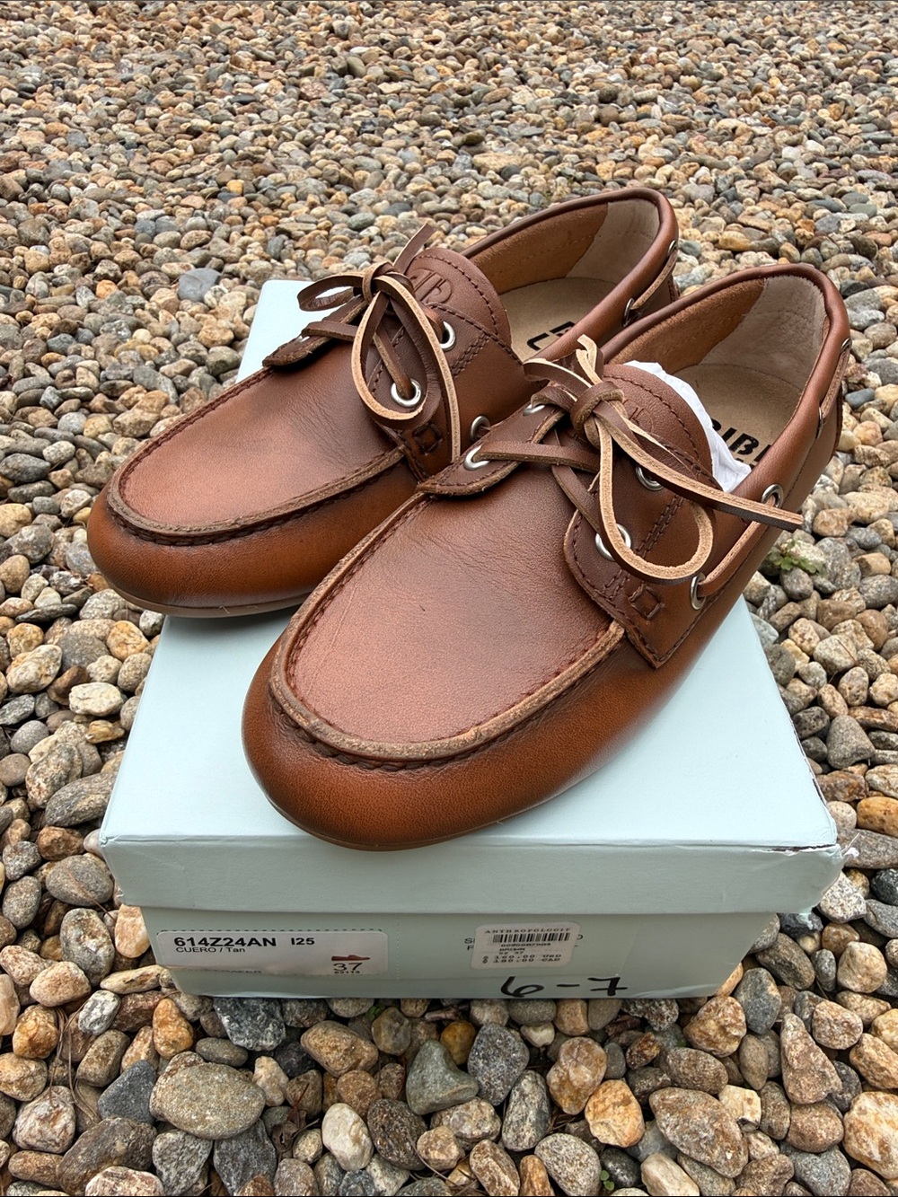 Anthropologie Tan Brown Leather Boat Shoes